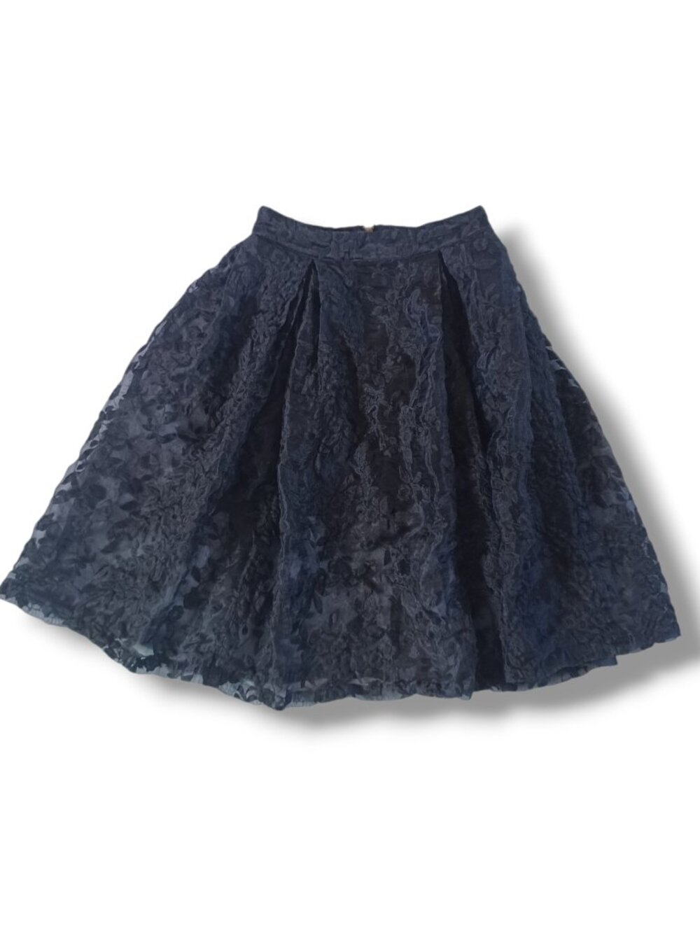 ShowRoom Womens Black Floral Puffy Lace Skirt Pleated Knee Length Juniors Size M